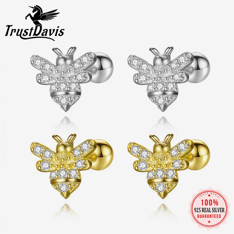 Cute Insect Bee Screw Stud Earrings DS4493