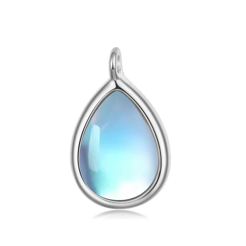 Synthetic Moonstone Water Drop Charm Pendant DIY Accessories Jewelry DZ77