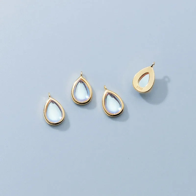 Synthetic Moonstone Water Drop Charm Pendant DIY Accessories Jewelry DZ77
