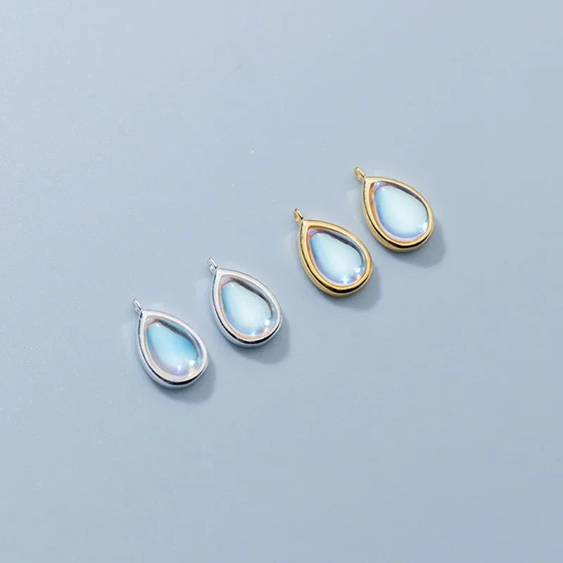 Synthetic Moonstone Water Drop Charm Pendant DIY Accessories Jewelry DZ77