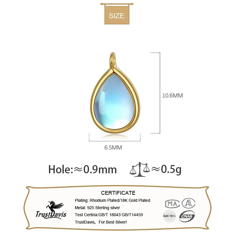 Synthetic Moonstone Water Drop Charm Pendant DIY Accessories Jewelry DZ77