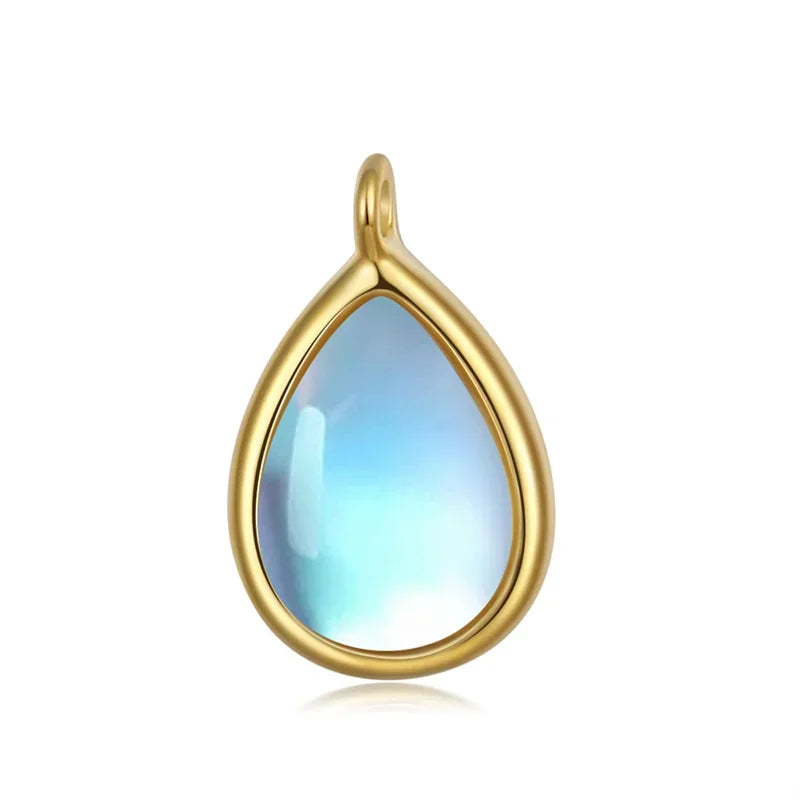 Synthetic Moonstone Water Drop Charm Pendant DIY Accessories Jewelry DZ77