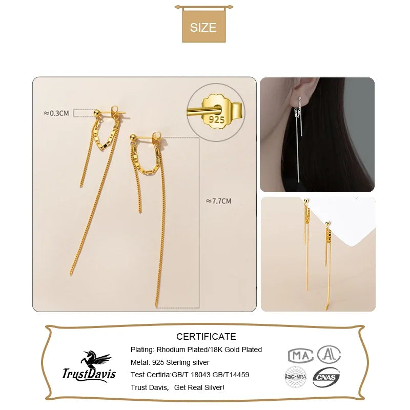 Long Double Chain Stud Earrings Beautiful DA2496