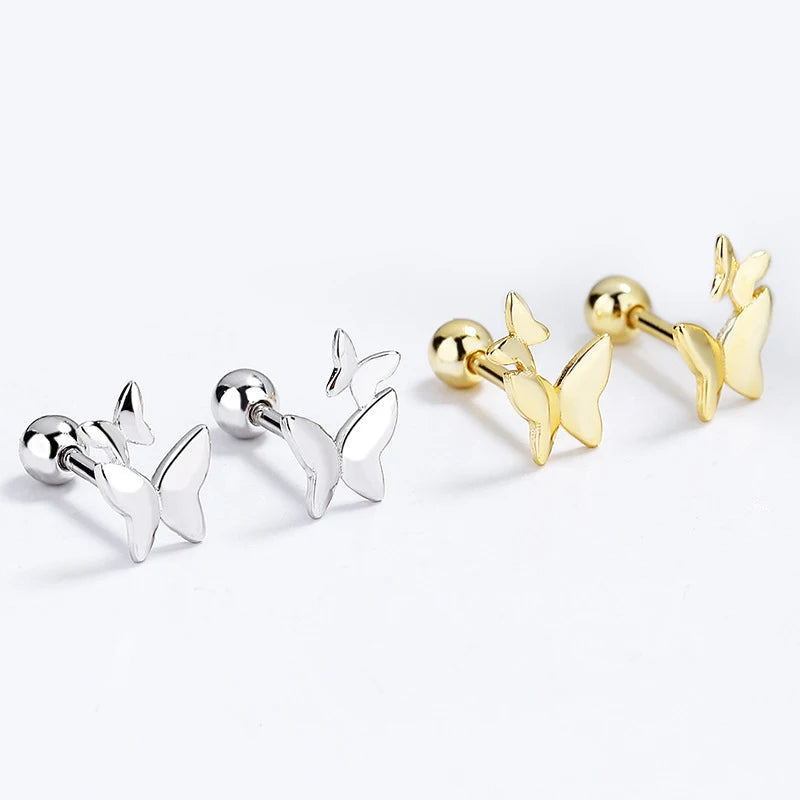 18K Gold Insect Butterfly Screw Stud Earrings DG0057