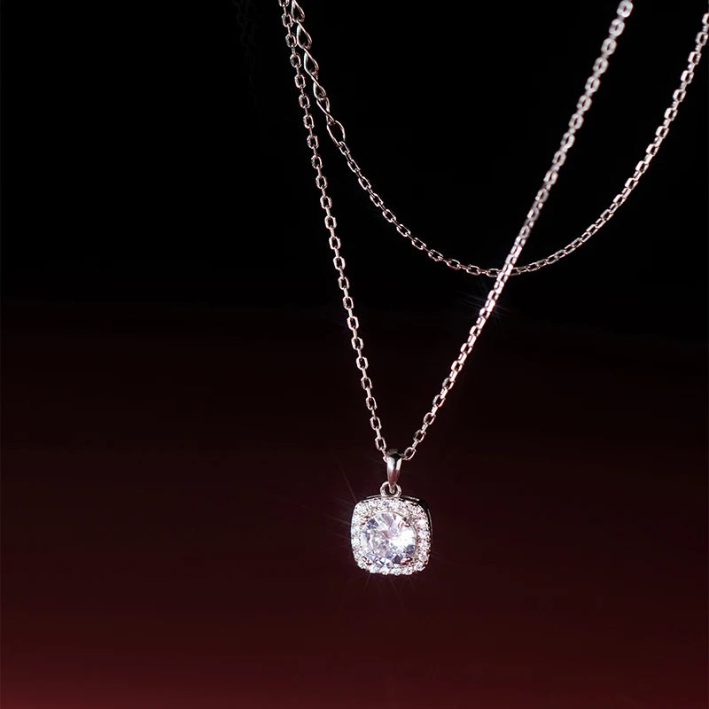 2022 Square Dazzling Clean CZ Clavicle Necklace DE0090
