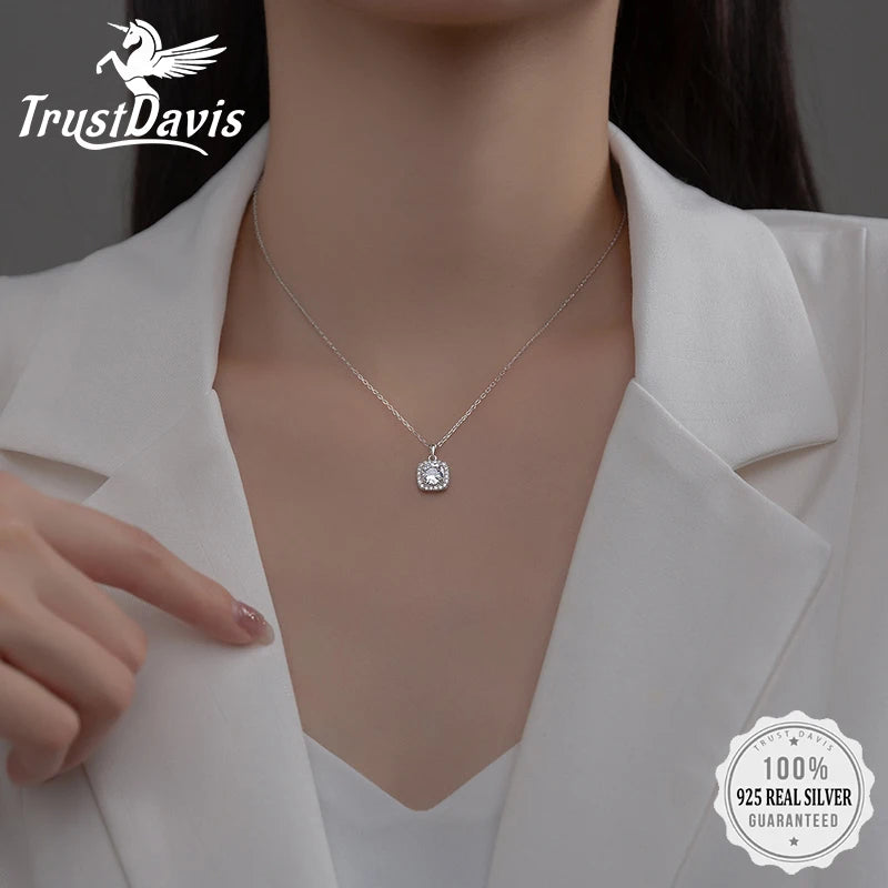 2022 Square Dazzling Clean CZ Clavicle Necklace DE0090