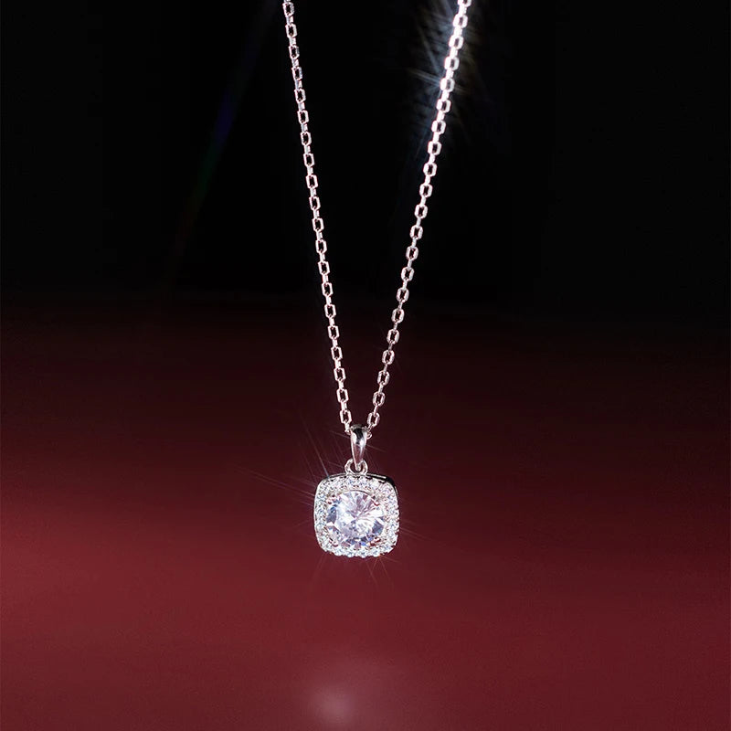 2022 Square Dazzling Clean CZ Clavicle Necklace DE0090