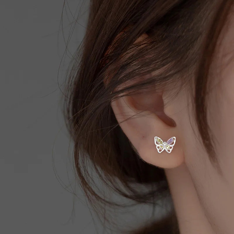 2024 Colour Shiny CZ Butterfly Stud Earrings DG0037