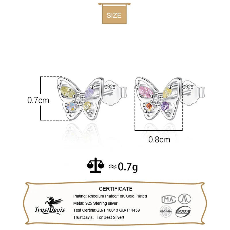 2024 Colour Shiny CZ Butterfly Stud Earrings DG0037