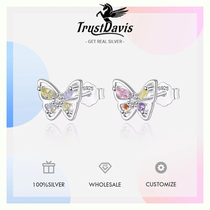 2024 Colour Shiny CZ Butterfly Stud Earrings DG0037
