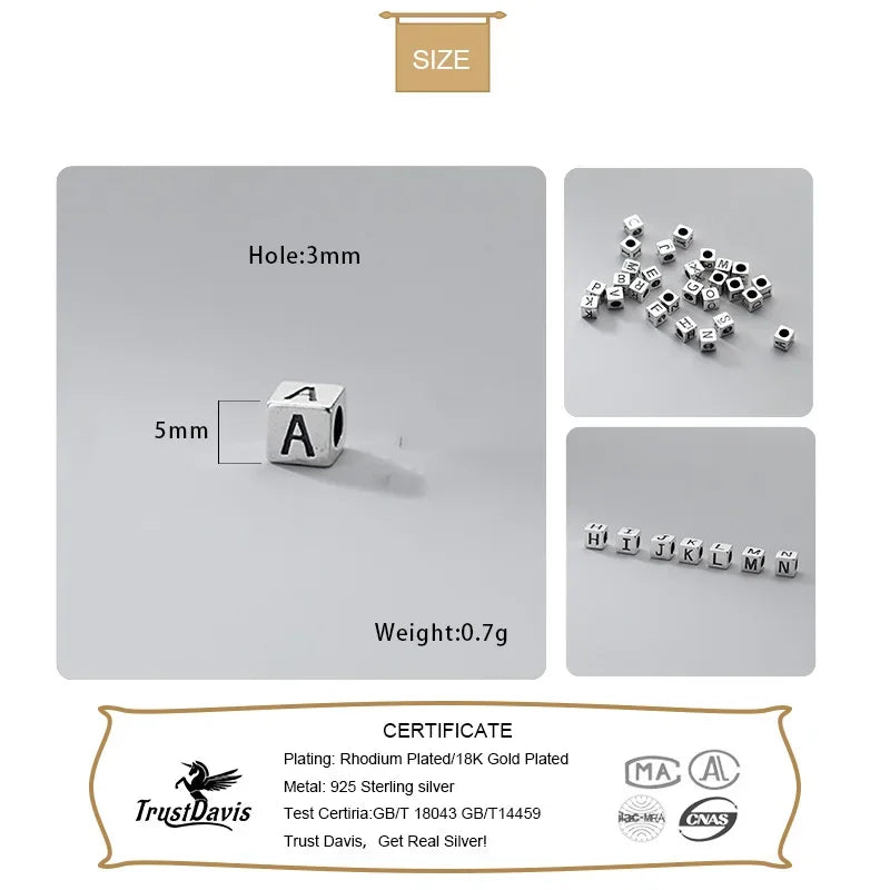 26 English Letter Charm Beads Fit Necklace Bracelet HY775