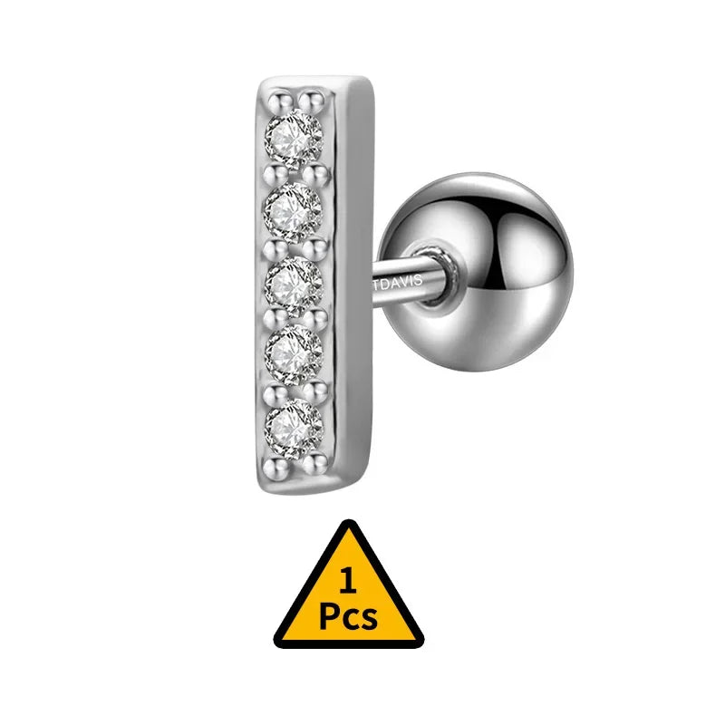 26 Letter CZ Screw Beads Stud Earrings DB1430