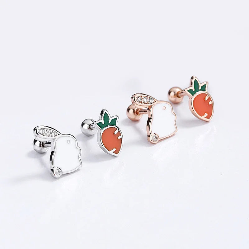 Rabbit Radish Screw Stud Earrings DG0137