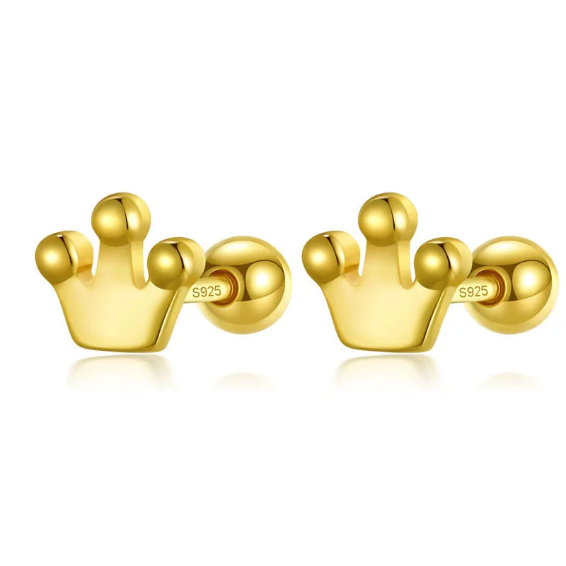 Crown Screw Stud Earrings DA2762
