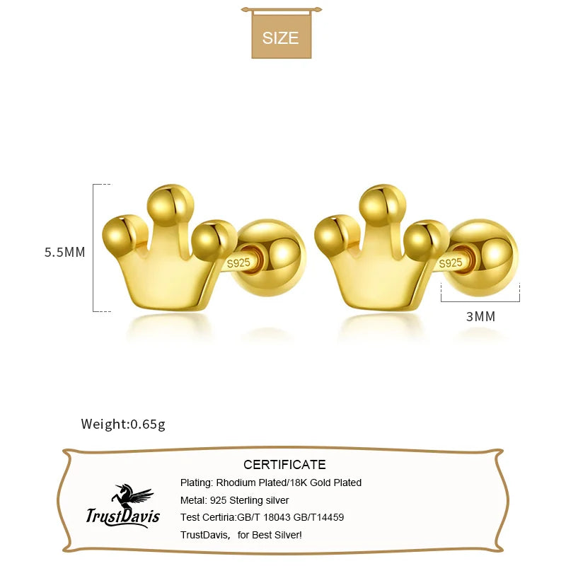 Crown Screw Stud Earrings DA2762