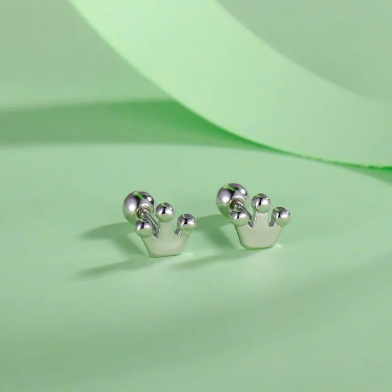 Crown Screw Stud Earrings DA2762