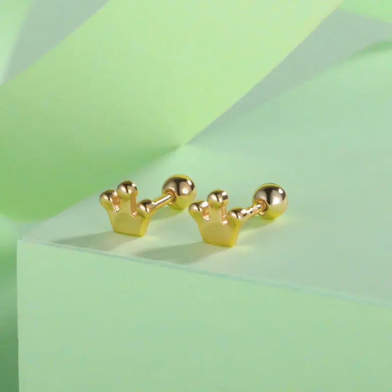 Crown Screw Stud Earrings DA2762