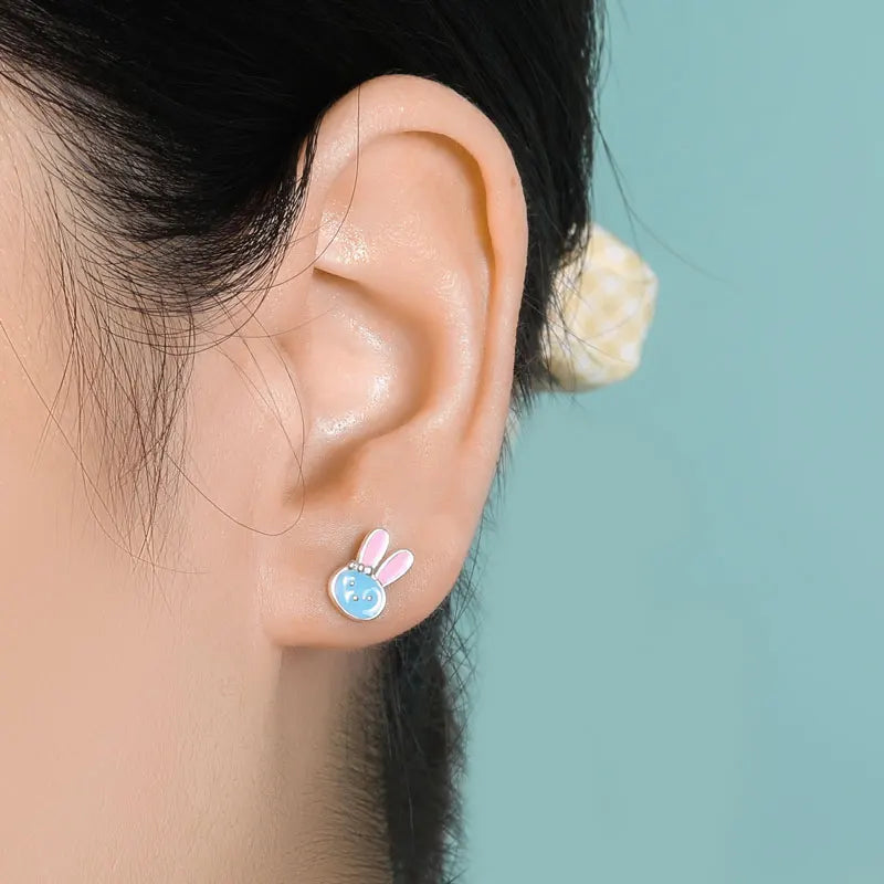 Cute Glaze Animal Rabbit Charm Stud Earrings DK024