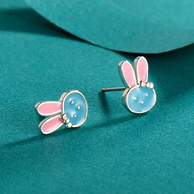 Cute Glaze Animal Rabbit Charm Stud Earrings DK024