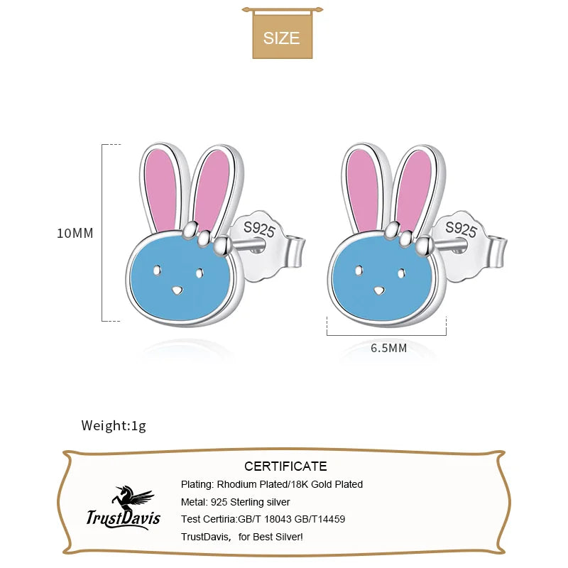 Cute Glaze Animal Rabbit Charm Stud Earrings DK024