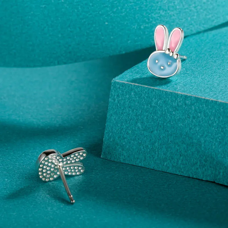 Cute Glaze Animal Rabbit Charm Stud Earrings DK024