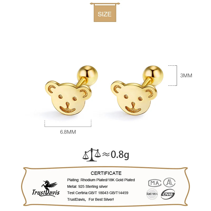 Fashion Sweet Animal Screw Stud Earrings DA2517