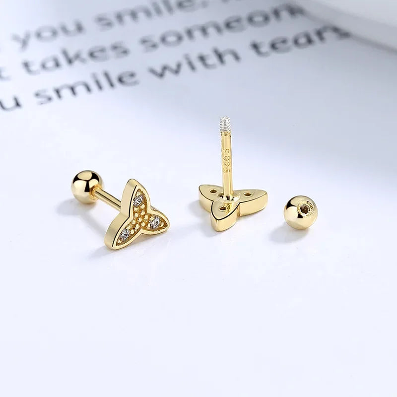 Flower Green CZ Beads Screw Stud Earrings DA2383