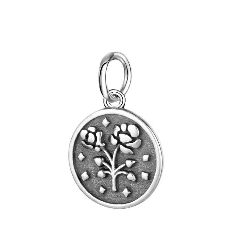 Geometric Round Coin Flower Charm Pendant DIY Accessories DZ100
