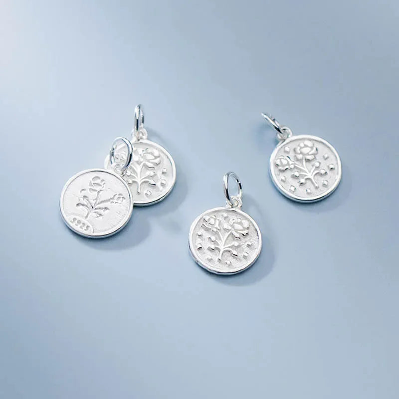 Geometric Round Coin Flower Charm Pendant DIY Accessories DZ100