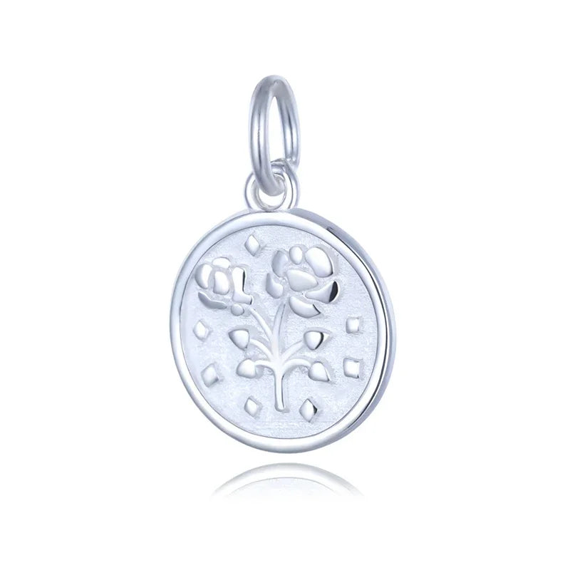 Geometric Round Coin Flower Charm Pendant DIY Accessories DZ100