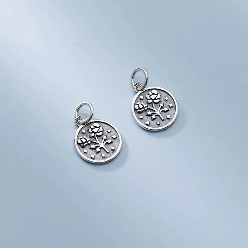 Geometric Round Coin Flower Charm Pendant DIY Accessories DZ100