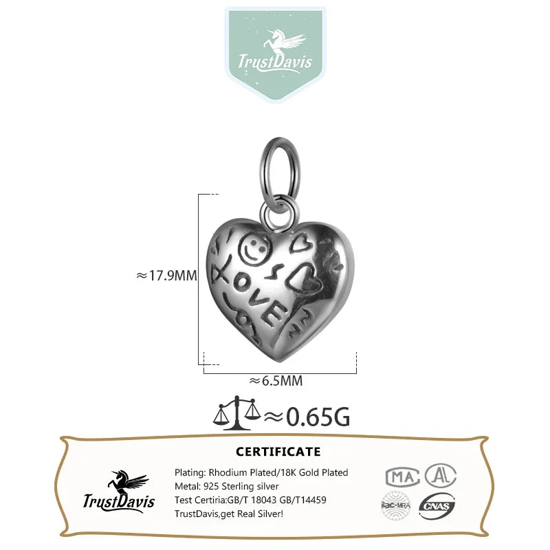 Heart Love Charm Pendant DIY Necklace Bracelet Accessories Jewelry HY902
