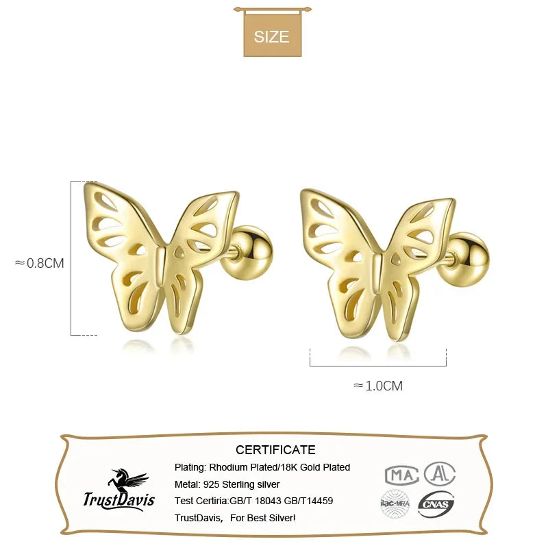 Fashion Insect Butterfly Bead Screw Stud Earrings DA2464