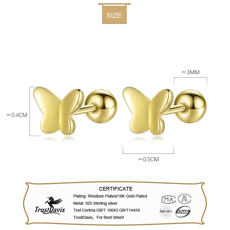 Fashion Insect Butterfly Bead Screw Stud Earrings DA2464