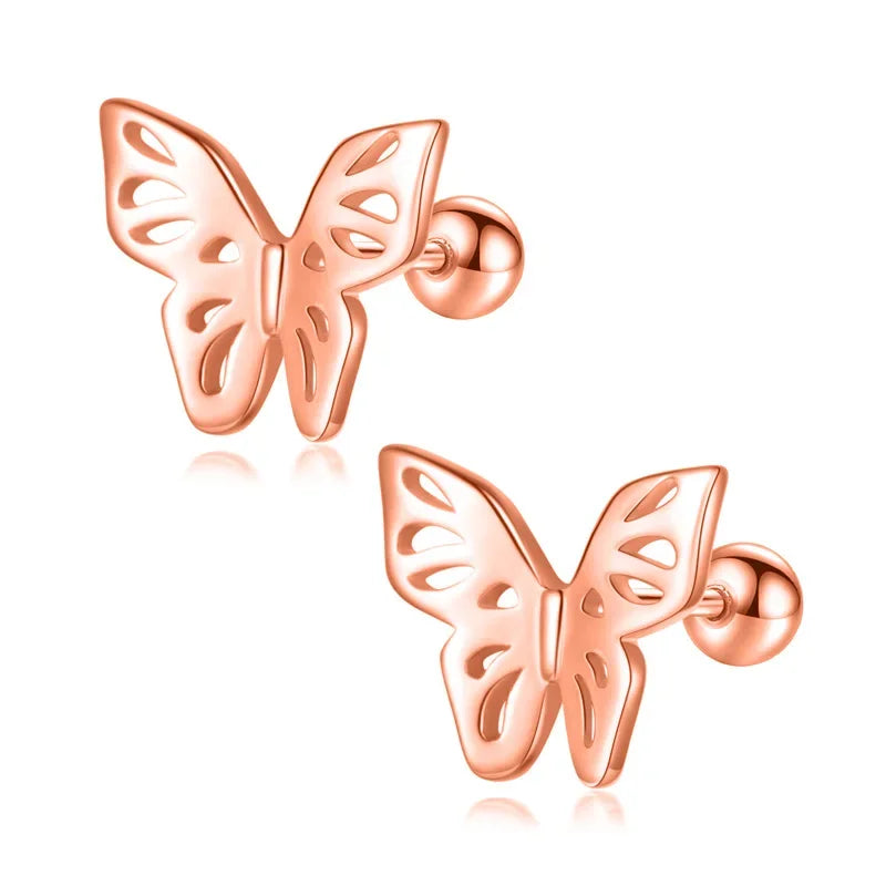 Fashion Insect Butterfly Bead Screw Stud Earrings DA2464