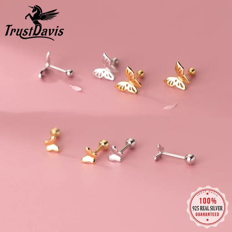 Fashion Insect Butterfly Bead Screw Stud Earrings DA2464