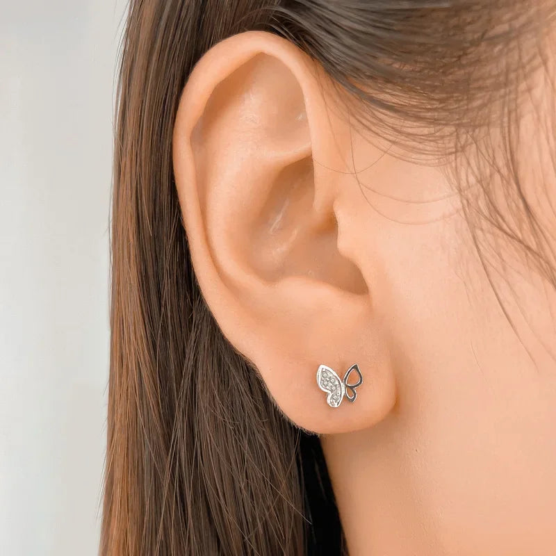 Fashion Insect Butterfly CZ Screw Stud Earrings DB1156