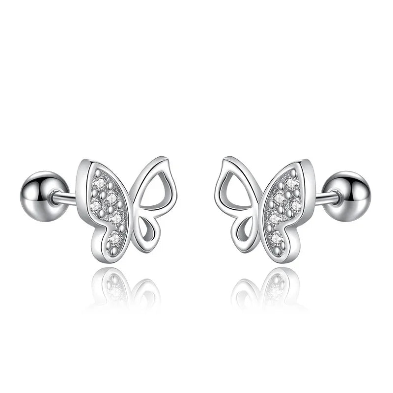 Butterfly CZ Screw Stud Earrings DB1156