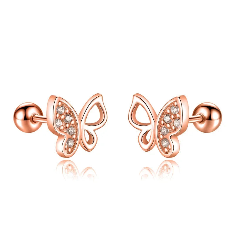 Butterfly CZ Screw Stud Earrings DB1156