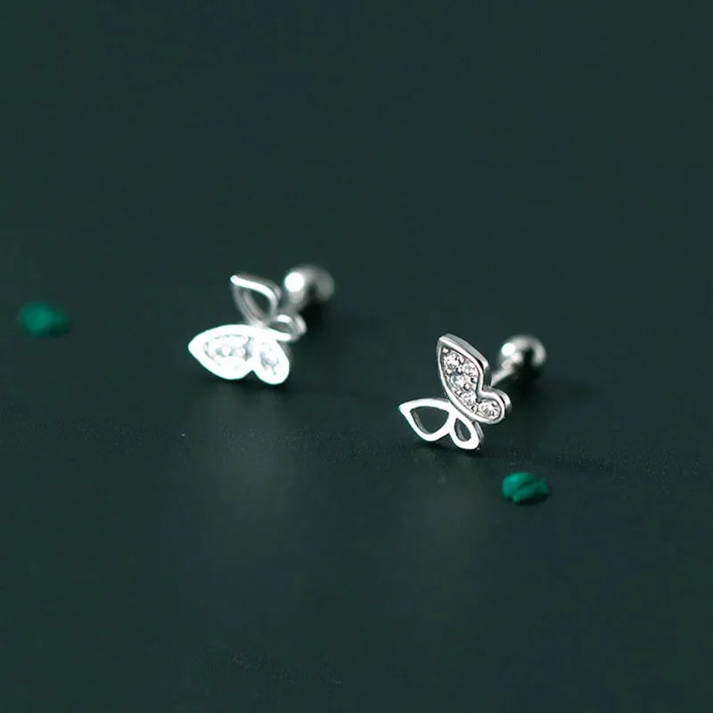 Fashion Insect Butterfly CZ Screw Stud Earrings DB1156