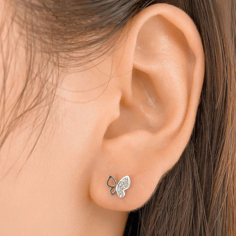 Butterfly CZ Screw Stud Earrings DB1156