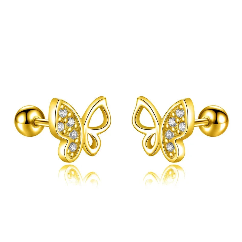 Butterfly CZ Screw Stud Earrings DB1156