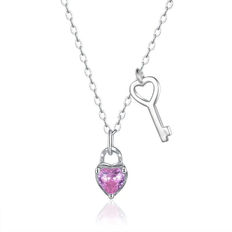 Love Lock Key Shiny Clavicle Necklace For Women Wedding Party Jewelry DG0197