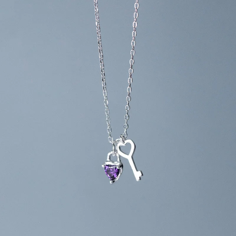 Love Lock Key Shiny Clavicle Necklace For Women Wedding Party Jewelry DG0197