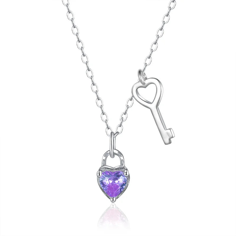 Love Lock Key Shiny Clavicle Necklace For Women Wedding Party Jewelry DG0197