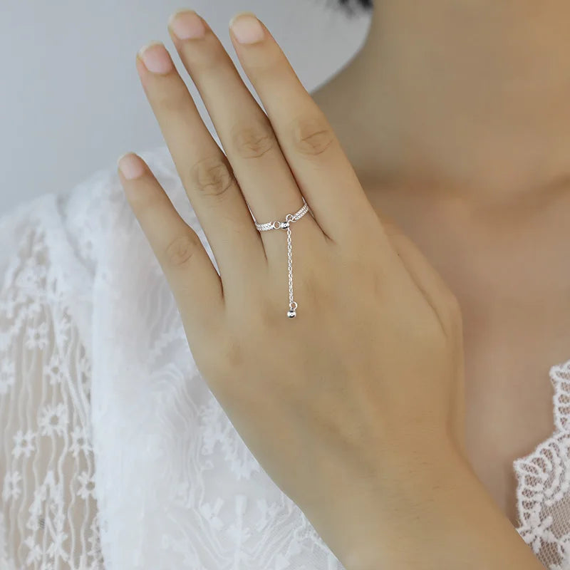 Fashion Minimalist Double Box Chain Ring Sizable DA2131