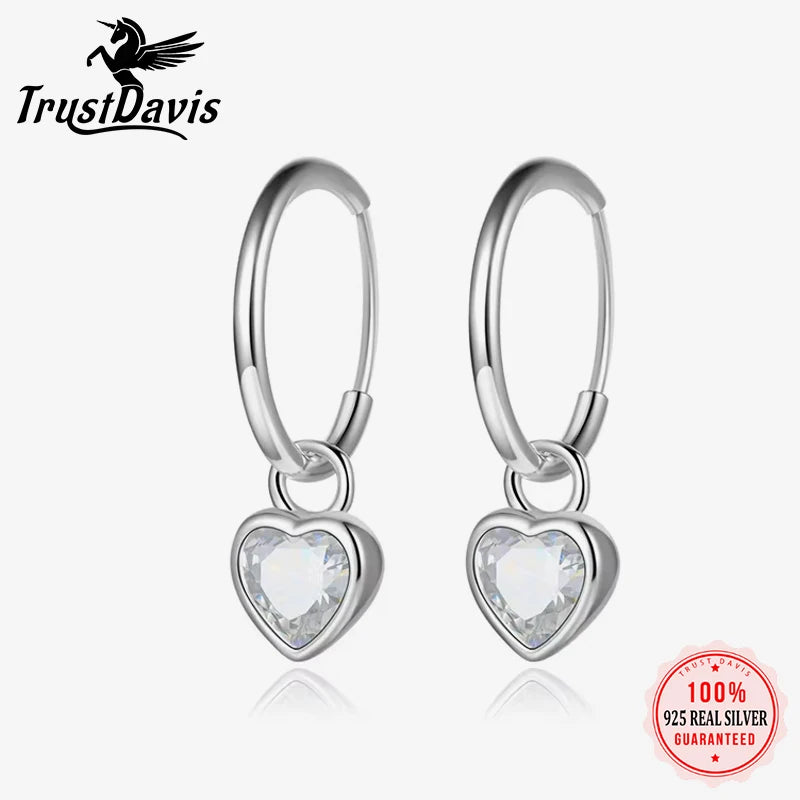 Fashion Romantic Heart Zircon Hoop Earrings DS4605