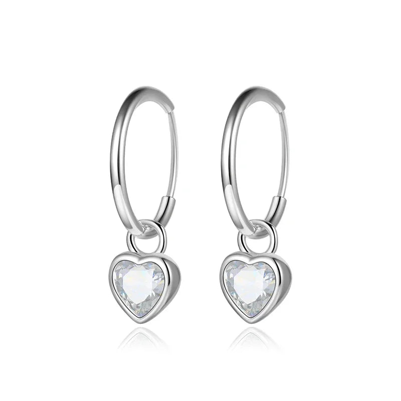 Fashion Romantic Heart Zircon Hoop Earrings DS4605