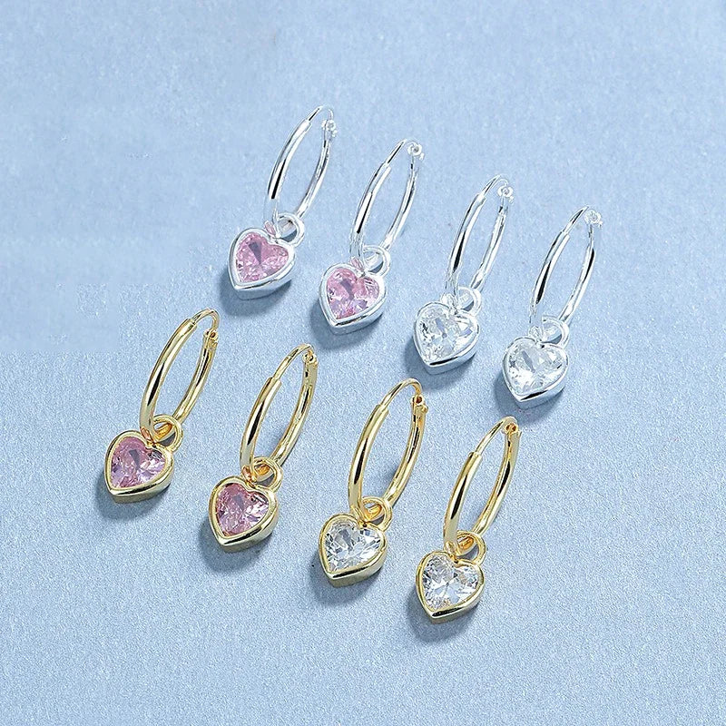 Fashion Romantic Heart Zircon Hoop Earrings DS4605
