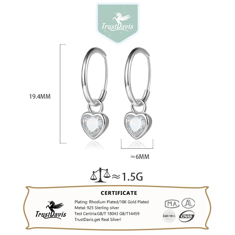 Fashion Romantic Heart Zircon Hoop Earrings DS4605
